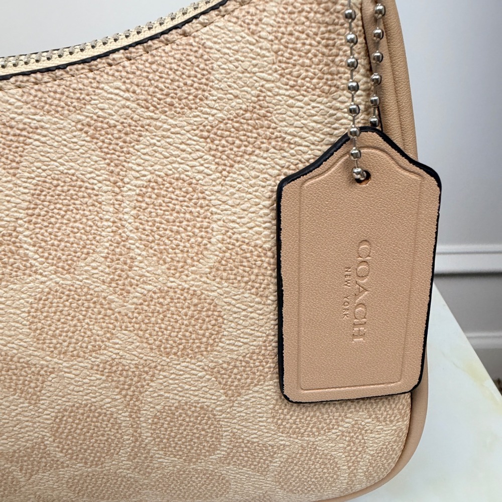Coach Teri Shoulder Bag in Signature Canvas Beige Tan - Picture 14 of 16